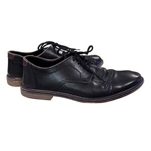 Rieker Mens Black Leather Perforated Lace Up Derby Shoes‎ Size 42 EU 9 US